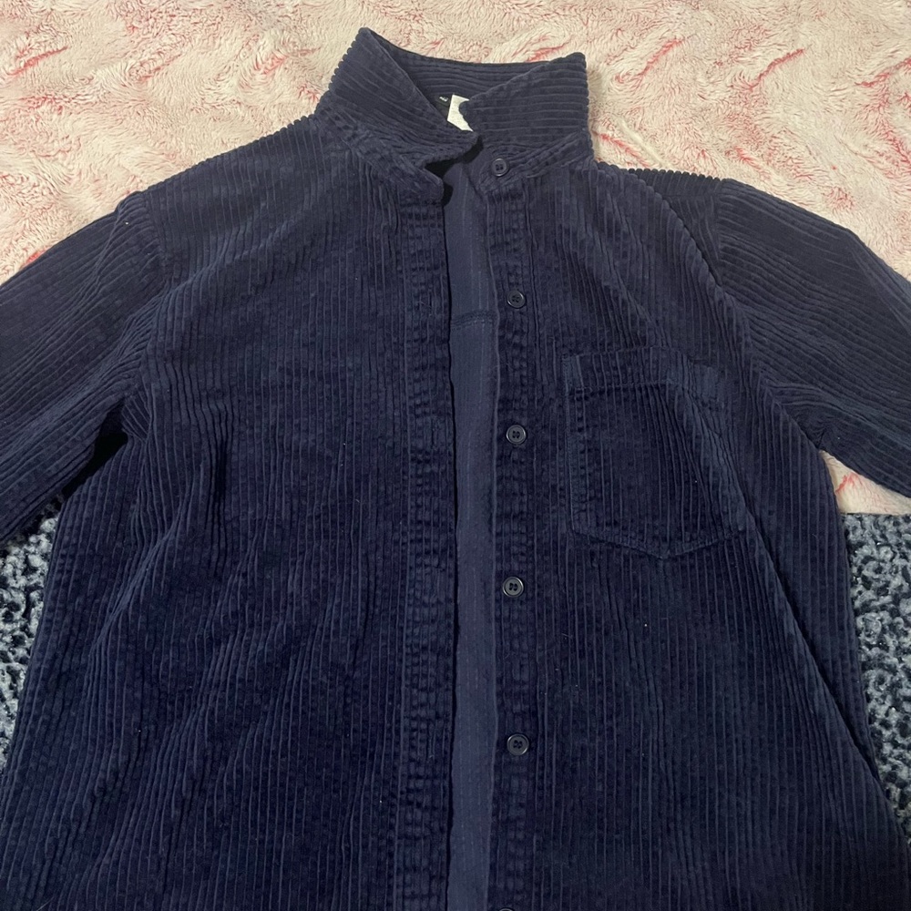 Navy blue corduroy button up jacket size xs